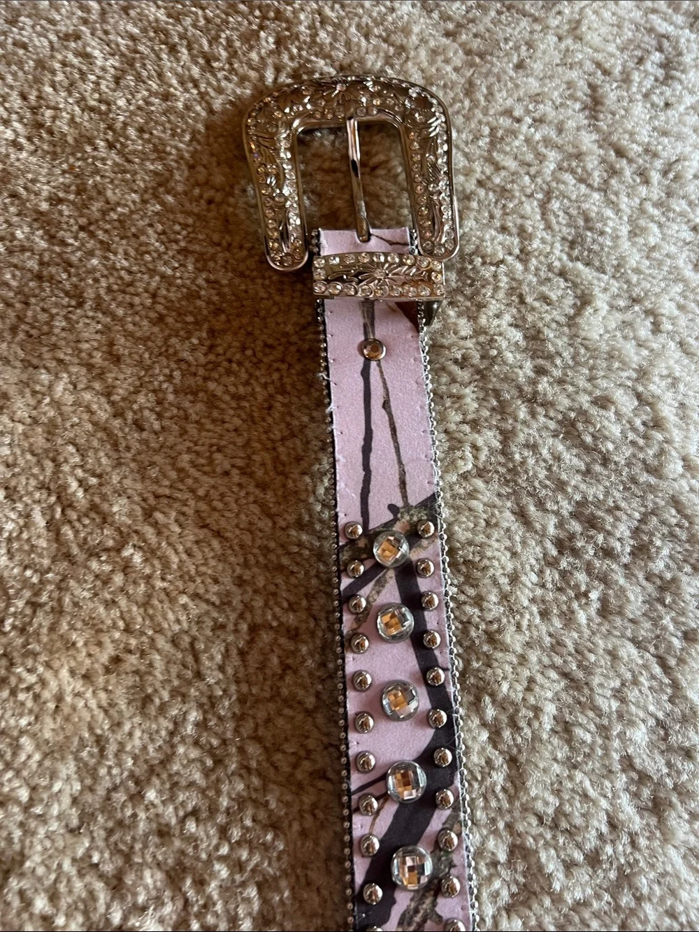 Blazin Roxx Pink Western Belt with Ornate Silver Buckle and Rhinestone Accents.